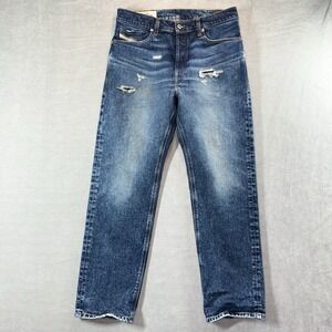 Diesel D-Macs Straight Leg Jeans Men 33x30 Dark Thrashed‎ Stretch Italy 0079P